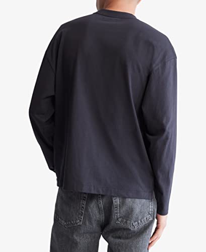 Calvin Klein Men's Relaxed Fit Archive Logo Crewneck Long Sleeve Tee, Black Beauty, Small #TOP1