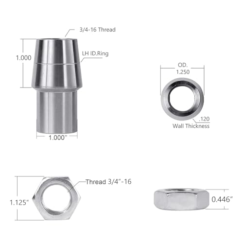 Image of MIMIRACLE 3 /4 inch Threaded Bushing Kit for 4-Link Suspension, Polyurethane | Chromoly Steel Threaded Bushing Kit, Adjustable 4-Link Suspension Linkage, Left & Right Hand Threads, 1 /2 inch Bolt Hole