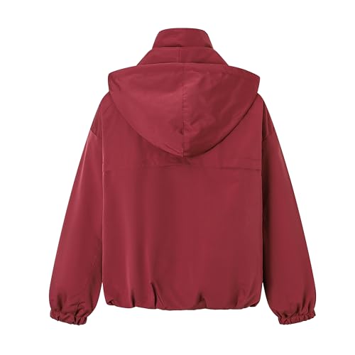 Cromoncent Girl's Zip Up Hooded Jacket Long Sleeve Windbreaker Casual Outerwear2