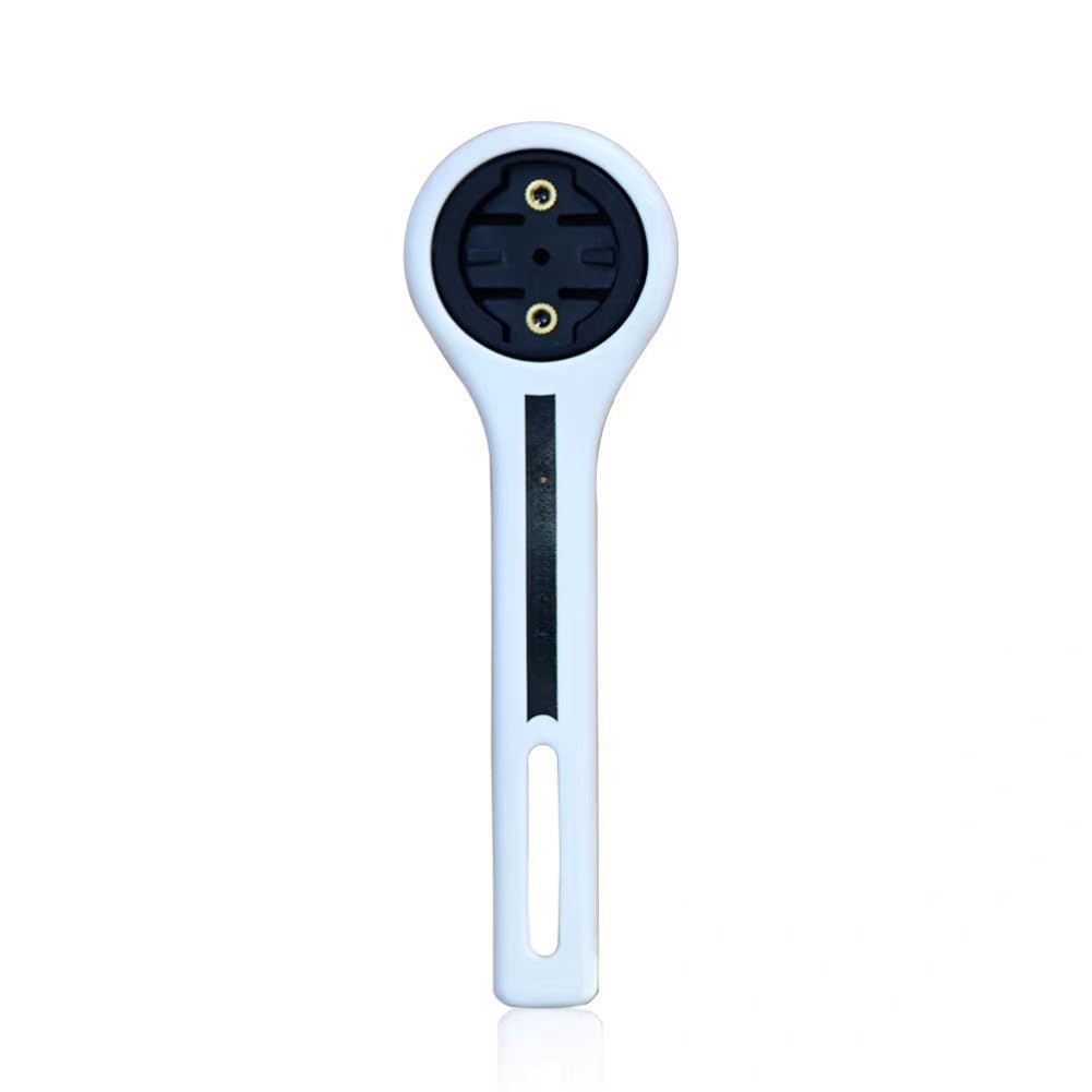 Supporto per computer per bicicletta Garmin per Bryton, in fibra di carbonio, design aerodinamico con supporto per luce, compatibile con manubrio per bici da corsa, bianco + nero