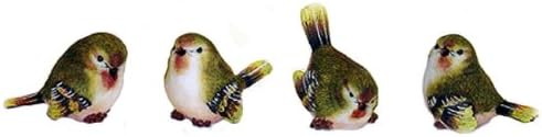 Perfectly Festive Mini Resin Wood Warbler Bird Figurine Set of 4