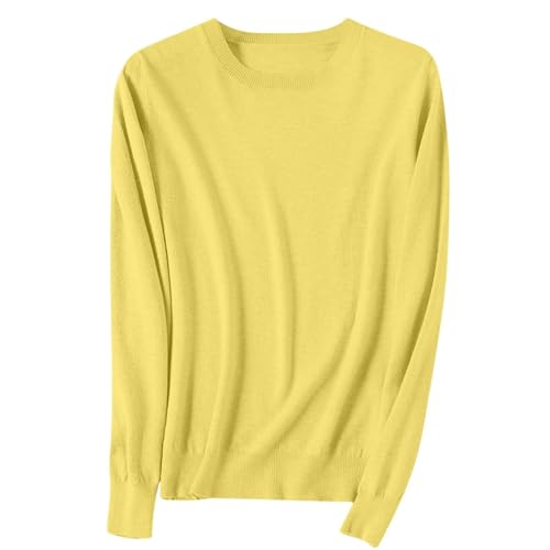 OIOLOYJM Fall Cashmere Sweaters for Women 2025 Crewneck Long Sleeve Tops Knitted Pullovers Lightweight Merino Wool Sweater
