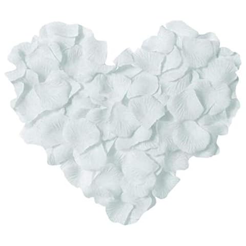 RuiChy 1000pcs Silk Artificial Rose Petals for Wedding Flowers Home Party Romantic Night Anniversary Valentine's Day, White Cover