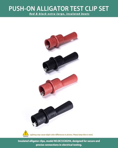 Image of Multimeter Alligator Clips, Insulation Alligator Clip Set for 2mm Diameter Probe Tips Electrical Testing