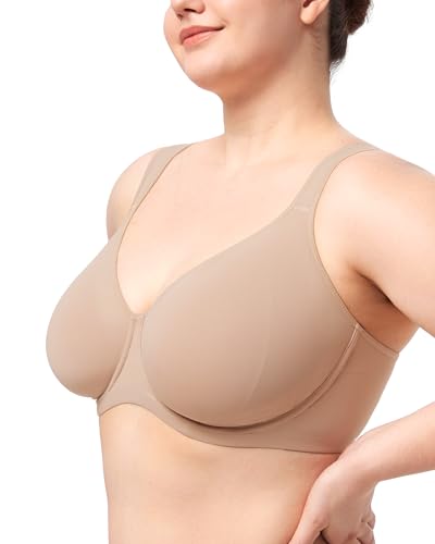 Image of HSIA Bras for Women Minimizer Full Coverage, Plus Size T Shirt Unlined Underwire Smooth Bra, Seamless Cups Joan Ultimate Soft