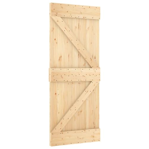 vidaXL Puerta Narvik Natural 85 x 210 cm Madera de Pino Sólido, Puerta Rectangular Moderna, Interior de Pino, Ahorra Espacio, Separador Contemporáneo de Habitaciones, Diseño Funcional