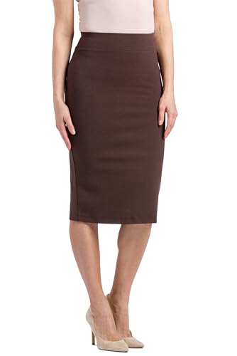 Fishers Finery Women's Ecofabric Ponte Pull On Midi Length Pencil Skirt; Form Fitting