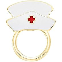 Fashion White Enamel Nurse Hat Eyeglass Holder Safety Magnetic Pin Holder