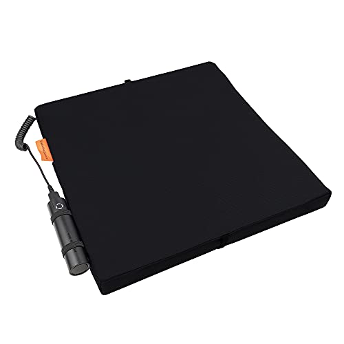Bumfire Sitzkissen Beheizbar & Faltbar - Akku Heizkissen Kabellos mit USB Anschluss - Elektrisch Beheizbare Wärmekissen Sitzauflage Stadion, Camping, Rollstuhl, Outdoor Kissen - Schwarz - 35x35 cm