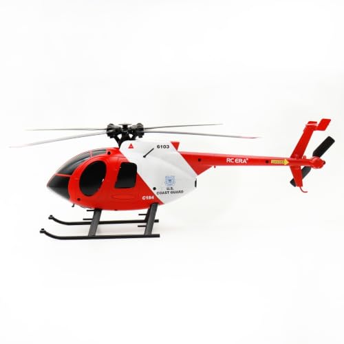 Image of RC ERA C184 MD500 100 Size RC Helicopter 4CH, 6-Axis Gyroscope RTF With Optical Sensor & Upgraded Transmitter - Remote Control Electric Helicopter Outdoor For Adults & Beginners (ERA-C184-RW (Coast Guard))
