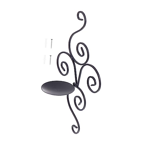 GRIRIW Elegant Wall Hanging Candle Stand Iron Candlestick Holders Black for Office