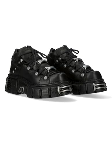 Bottines plateforme cuir New Rock boots M.106N-S16 femme rock gothique