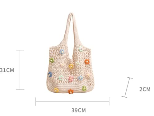 Epsion 2025 Woven Tote Bag for Women Summer Handbag Chic Flower Hobo Purse Shoulder Bag Beach Travel2