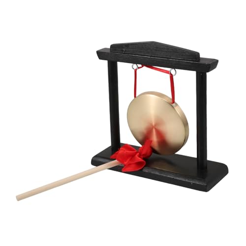 Toddmomy Sound Healing Gong Set 10cm Diameter Gong with Wooden Stand Beater Traditional Chinese Instrument for Meditation Decor