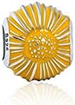 Bolenvi Yellow Sunflower Ball 925 Sterling Silver Charm Bead for Pandora & Similar Charm Bracelets or Necklaces - Image 2