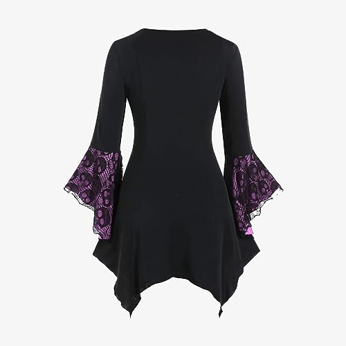 Womens Medieval Lace Tops Blouses for Women Spaghetti Strap 3/4 Butterfly Bell Sleeve Long Victorian Gothic Shirts 20253