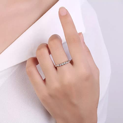 Anneaux tordus entrelacées en argent 925 de mariage pour couple - 5