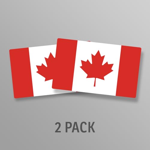 Image of World Country Flag Decal Stickers - Two Pack - for Cars Windows Bumpers Laptops Tablets Tumblers Cups Walls (Canada)