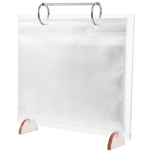 ABOOFAN Stable Base Photo Album Stand Display Rack for Photos Menus and Cards Multi Functional Tabletop Organizer with Transparent Pages for Chic Desktop Decor