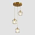 Flyrose 3-Light Cluster Pendant Lighting Crystal Chandelier Gold Hanging Pendant Light Fixture Mid Century Modern Multi Light Pendant Lighting for Dining Room Kitchen Island Bedroom