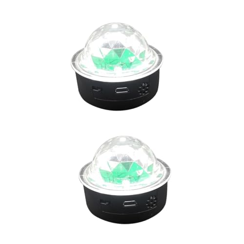 HOMSFOU 2pcs RGB Crystal Lamp Voice Control Stage Light USB Rechargeable Atmosphere Lamp for Parties Ktv Bars Compact Design Battery