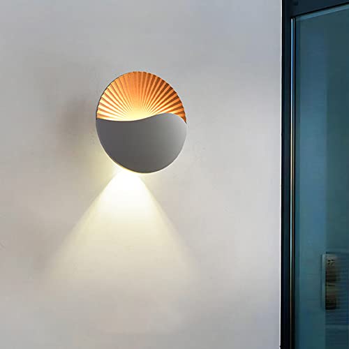 WFZRXFC Balkonwandbeleuchtung im Freien Runde wasserdichte Lampenkörper-Wandleuchte aus Aluminium-Druckguss Heimtextilien im nordischen Stil 6W LED Down Light Wandleuchte Cover