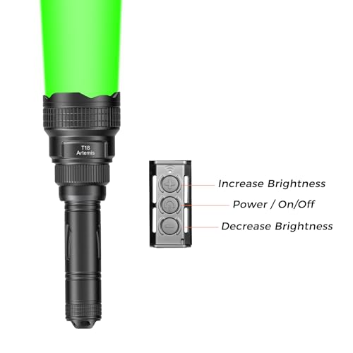 Brinyte T18 Red Green White Zoomable LED Hunting Flashlight, Long Range Predator Light for Hog Coyote Coon Varmint Hunting