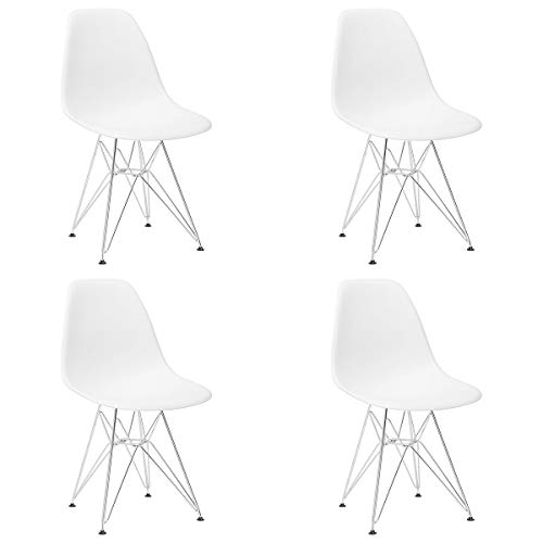 ArtDesign FR Lot de 4 chaises de Salle à Manger en Plastique avec Pieds en métal inspiré de la série Eiffel DSR