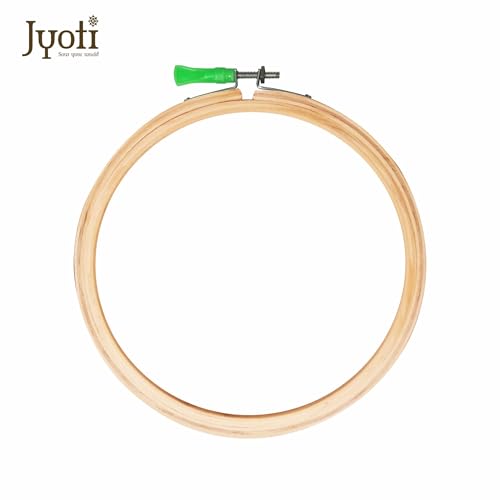 Image of Jyoti Embroidery Hoop, Wooden Round Adjustable, (3 Ply of 9 Inches with Steel Fitting), Easily Loosen /Tighten, Cross Stitch Hoop Ring for Sewing, Needlework, Craft Projects & Ornaments - Pack of 6