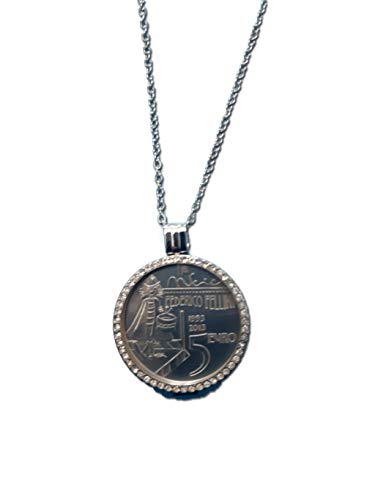 Monnaie 5 Euro Federico Fellini Pendentif Argent Saint Marin | Collier Sautoir Homme Femme 90cm