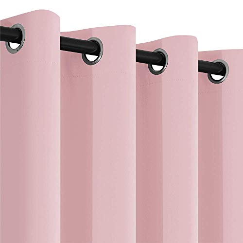 Yakamok Insulated Blackout Window Draperies - Energy Efficient Home Decor Grommet Top Curtains for Bedroom(Pink, 52Wx36L, 2 Panels)
