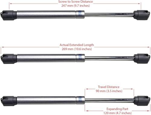 Berta 10 Inch 100N/22 LB Hydraulic Soft Open Gas Springs/Struts for Cabinets, Furniture Cabinet Doors Lift/Lid Stay/Support Hinges for RV Platforms with Brackets and Screws (White, 20)