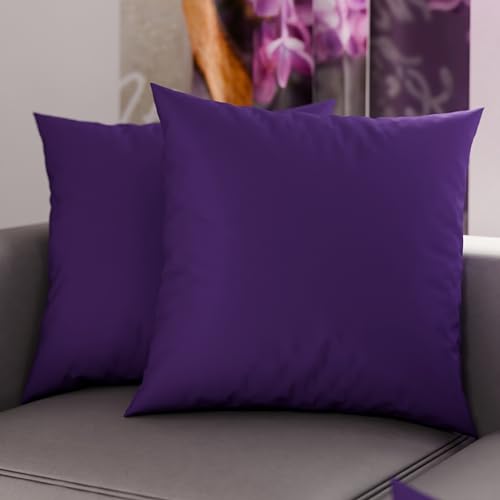 PETTI Artigiani Italiani - Lot de 2 Taies d'oreiller de Lit 60x60 cm, Housses de Coussin Unies Couleur Violet, Taie Oreiller 100% Microfibre Hypoallergénique,...