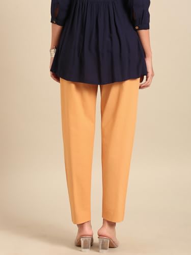 Image of TWIN BIRDS Women Cotton Straight Fit Pants | Ethnic Casual Daily Trousers