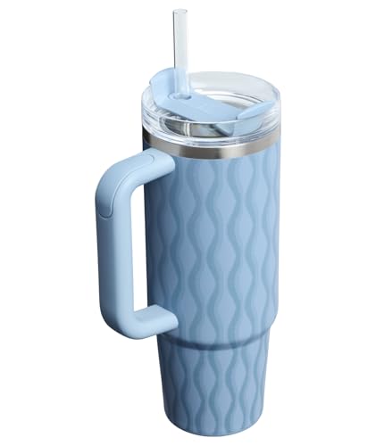 Image of STANLEY Quencher H2.0 Tumbler with Handle and Straw 30 oz | Flowstate 3-Position Lid | Cup Holder Compatible for Travel | Insulated Stainless Steel Cup | BPA-Free | Slate Blue Drift