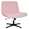 The Criss Cross Chair, Modern Adjustable Height Vanity Chair, Armless Cross Legs Comfortable Office Chairs, Swivel Fabric Computer Task Chairs,Home Office Desk Chairs, Pink