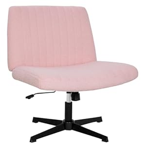 The Criss Cross Chair, Modern Adjustable Height Vanity Chair, Armless Cross Legs Comfortable Office Chairs, Swivel Fabric Computer Task Chairs,Home Office Desk Chairs, Pink