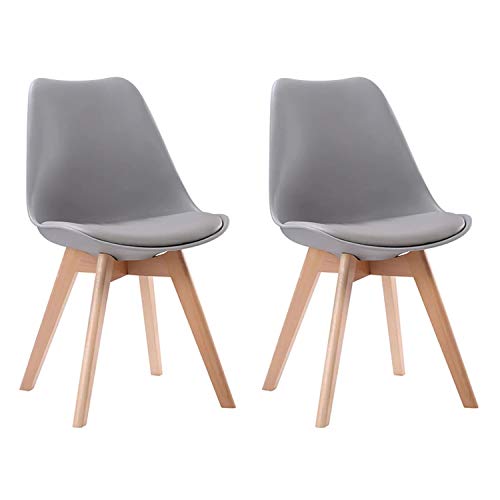BENEFFITO SENJA - Lot Chaises Scandinaves - Tout Confort - Coussin d'Assise Moelleux et Dossier Enveloppant - Cuisine, Salle à Manger, Bureau - Gris - X2 Cover