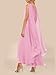 Lrady Women's Elegant Evening Gowns Crewneck One Shoulder Flowy Aline Wedding Guest Party Formal Maxi Dresses with Cape, Pink, Small