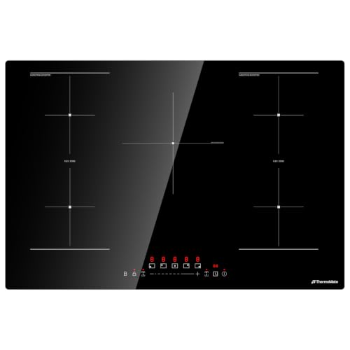 Image of ThermoMate 30 Inch Induction Cooktop, 5 Burners Electric Stove Top with Bridge-SYNC, 9600W Built-in Induction Cooktop, 9 Heat Levels, Power Boost, Sensor Touch Control, Timer & Child Lock, 240V