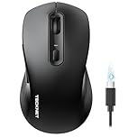 TECKNET Bluetooth Mouse, Wireless Mouse Rechargeable Tri-Mode Bluetooth 5.0/3.0+2.4G for Laptop, Silent 4800DPI PC Computer Mice with 6 Adjustable Levels for Windows, Mac, Linux, Chrome, Black