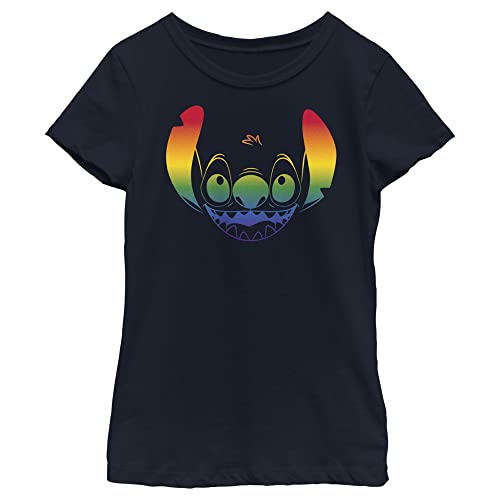 Disney Lilo Big Face Stitch Pride Girl's Solid Crew Tee