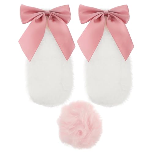 VICASKY Motorcycle Helmet Horns Bow Ears Bunny for Car Rabbit Funny Calf Horn Set Ornament Motor 1 Pair Plush Lovely Ornaments Adorns Decor Cycle Helmets Earring