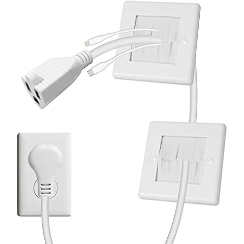 ChengFu in Wall Cable Management Kit - TV Cord Hider for Wall Mounted TV, Includes 6ft TV Cable Extension and 2 Pack Cable Management Kit Hides TV Wires Behind The Wall - White (2 Pack) Cover