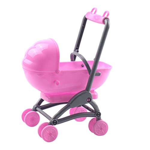 LUOZZY Doll Stroller Toys Mini Dollhouse Stroller Toy Plastic Doll Carriage Dollhouse Pretend Play Toy for Kids Boys Girls…