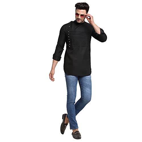 Image of SAIFOO Men's Rich Cotton Blind Short Kurta