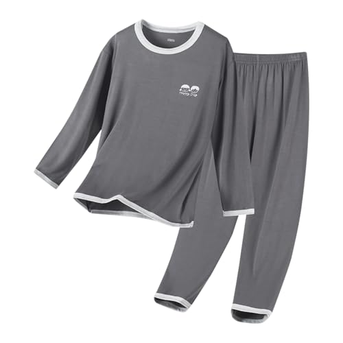 Kids Cotton Soft 𝐏ajamas Sets 2pc Boys Girls Long Sleeve Tops Pants 𝐏𝐉 Crew Neck Shirt L𝐨ungewear Sl𝐞epwear Outfits
