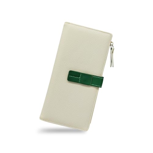 WisePoint Womens Wallet, PU Leather Ladies Wallet Fashionable Long Wallet with Multiple Compartments, Large Capacity Women's Wallet for Bank Cards, ID Cards, Cash, Receipts (white)