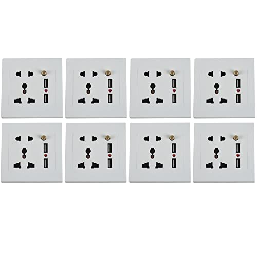 Bloepum 8X 2.1A Dual USB Wall Charger Socket Adapter Universial Power Outlet Panel Wite Switch