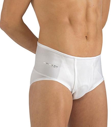 Medically approved - 100% Italian Cotton - Men's Hernial Briefs - Inc.FREE Hernia Pads - Supplied to the NHS for effective containment of inguinal hernia (Small 70)